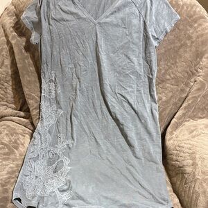 Life Is Good Gray Dress with White Floral Design